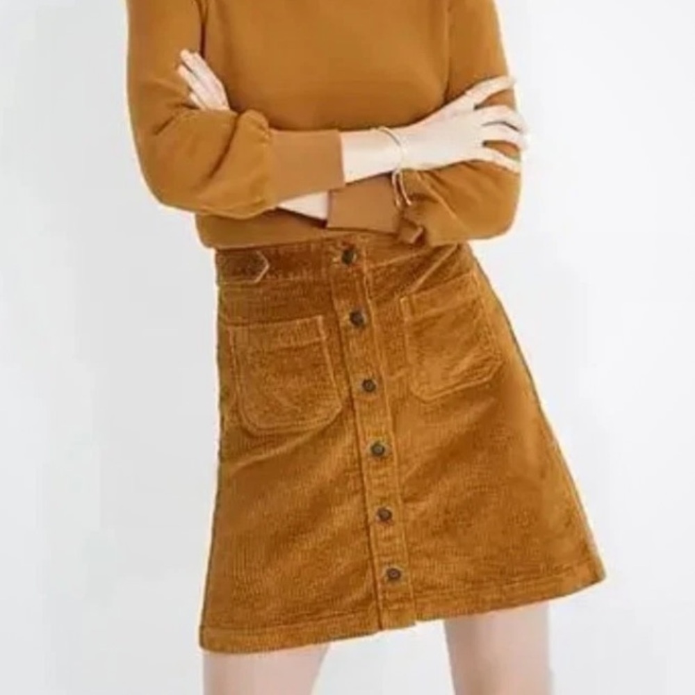 Madewell Corduroy Mini Skirt in Mustard Brown size 2, new without tags